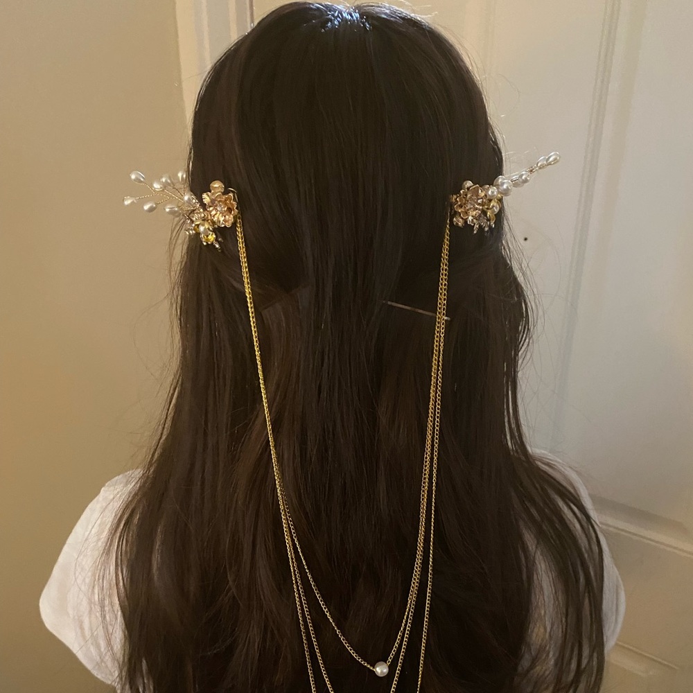 Gold Color Bridal Hair Piece